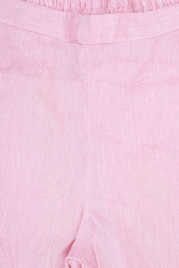 Round Neck Threadwork Design Pink Cotton Salwar Set