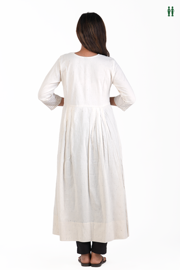 Round Neck Plain White Cotton Long Kurta