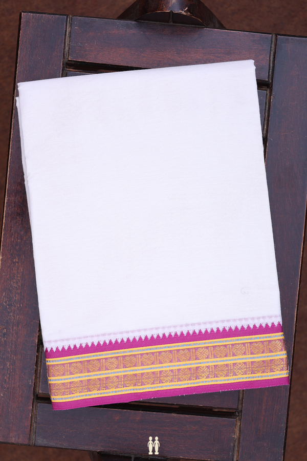 Rudraksh Border White Cotton Dhoti With Angavastram Set