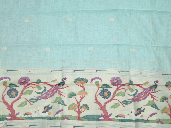 Rudraksh Buttas Turkish Blue Cotton Unstitched Salwar Material