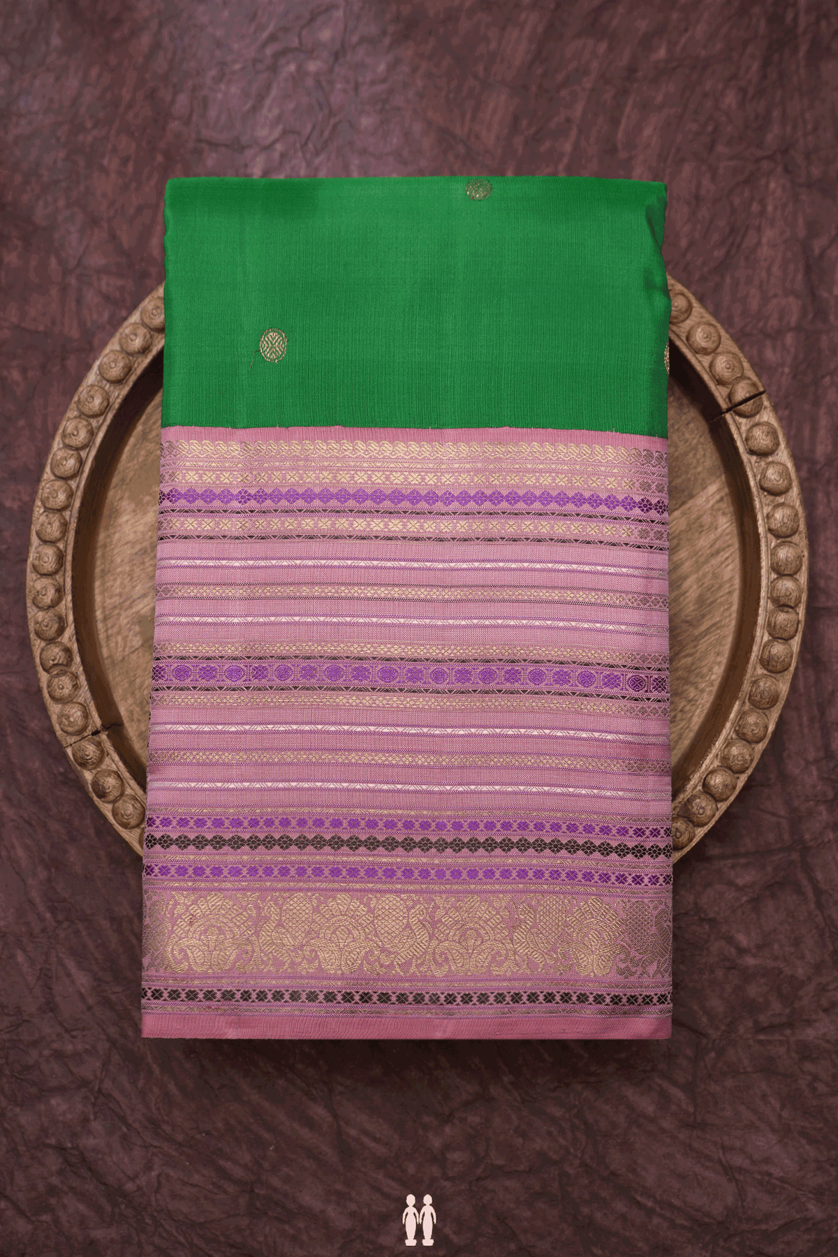 Rudraksh Buttis Emerald Green Kanchipuram Silk Saree