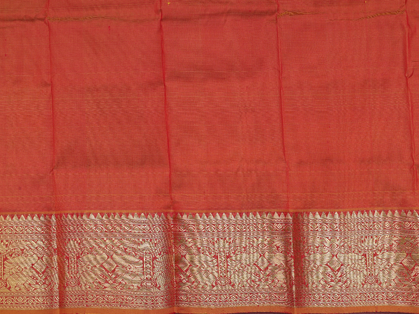 Rudraksh Design Chilli Red Kanchipuram Pavadai Sattai Material