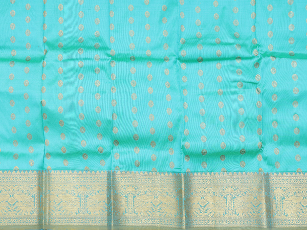 Rudraksh Design Mint Blue Kanchipuram Pavadai Sattai Material