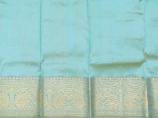 Rudraksh Design Mint Blue Kanchipuram Pavadai Sattai Material