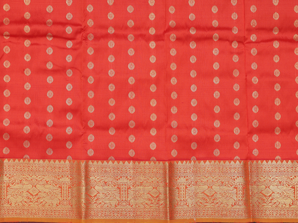 Rudraksh Design Orange Kanchipuram Pavadai Sattai Material
