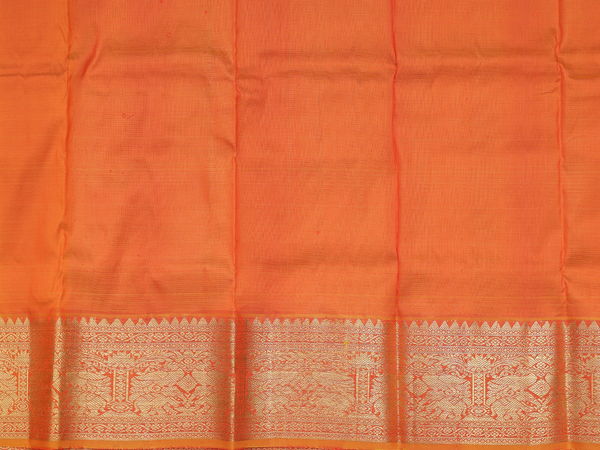 Rudraksh Design Orange Kanchipuram Pavadai Sattai Material