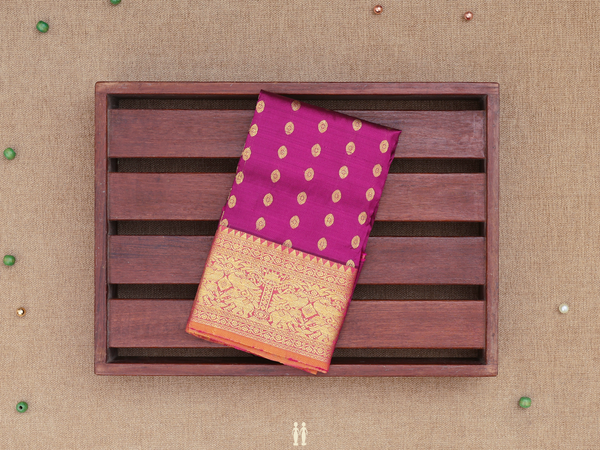 Rudraksh Design Purple Kanchipuram Pavadai Sattai Material