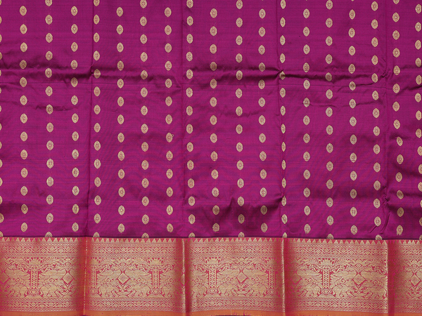 Rudraksh Design Purple Kanchipuram Pavadai Sattai Material