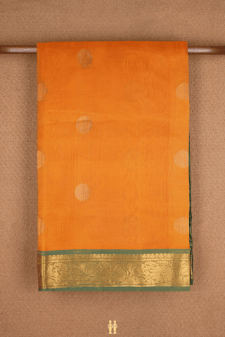 Rudraksh Motifs Ochre Orange Traditional Silk Cotton Saree
