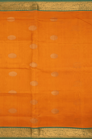 Rudraksh Motifs Ochre Orange Traditional Silk Cotton Saree