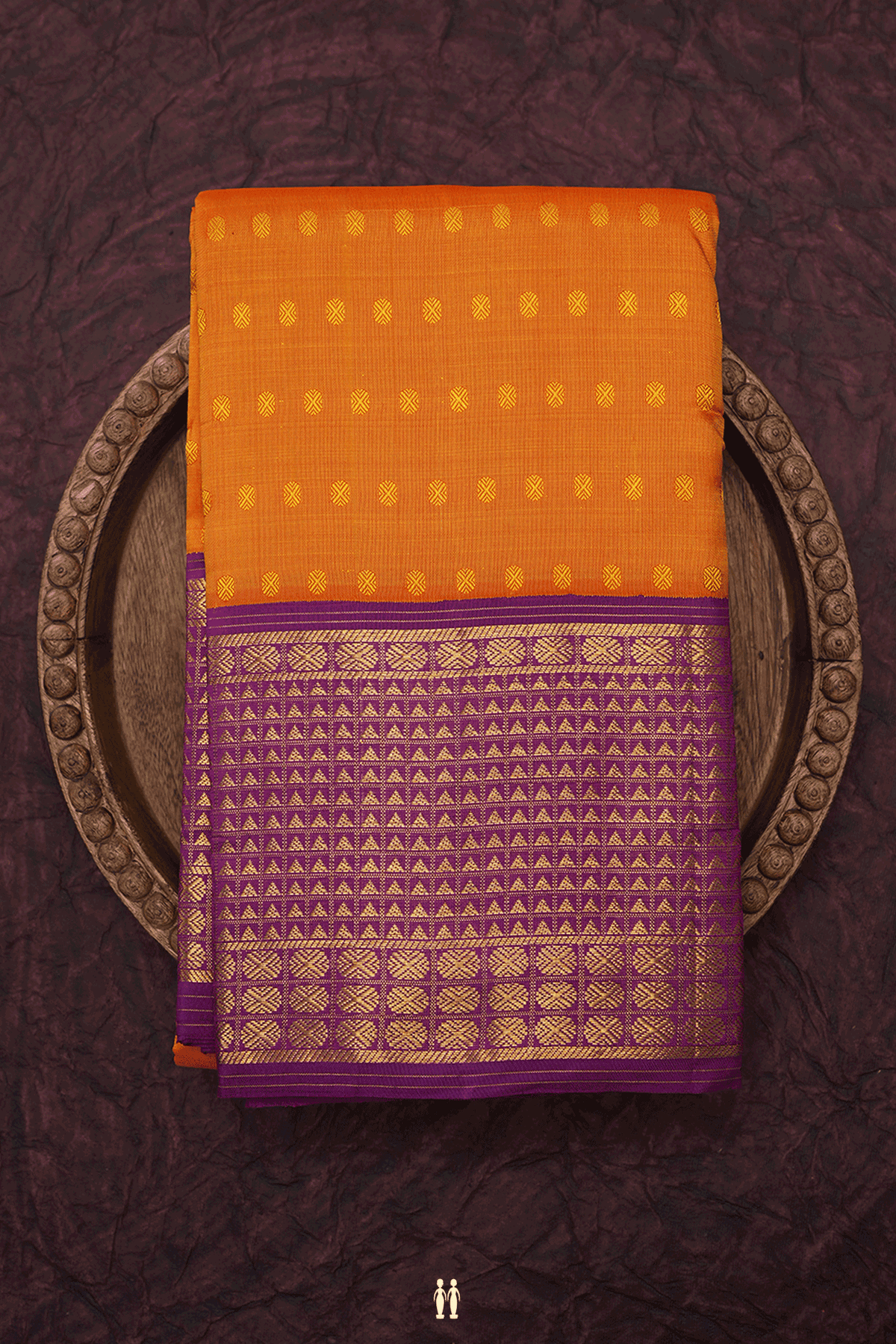 Rudraksh Threadwork Buttis Royal Orange Kanchipuram Silk Saree