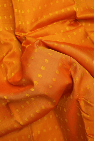 Rudraksh Threadwork Buttis Royal Orange Kanchipuram Silk Saree