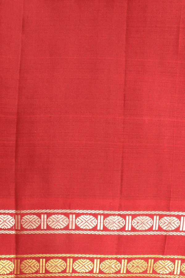 Rudraksh Zari Border Plain Cherry Red Kanchipuram Silk Saree