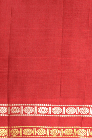 Rudraksh Zari Border Plain Cherry Red Kanchipuram Silk Saree