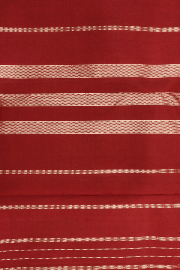 Rudraksh Zari Border Plain Cherry Red Kanchipuram Silk Saree