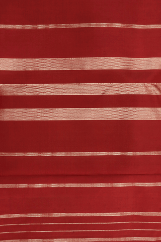 Rudraksh Zari Border Plain Cherry Red Kanchipuram Silk Saree