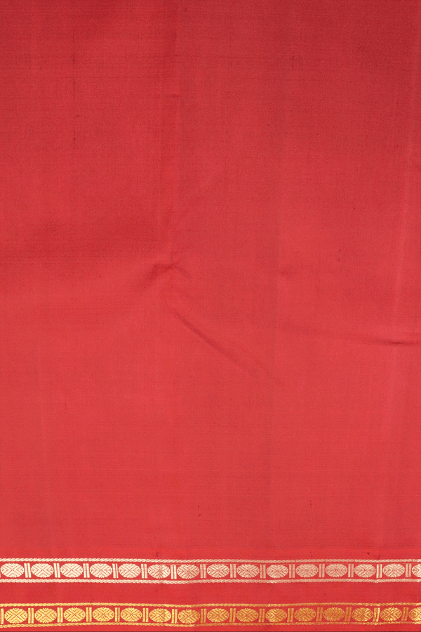 Rudraksh Zari Border Plain Cherry Red Kanchipuram Silk Saree