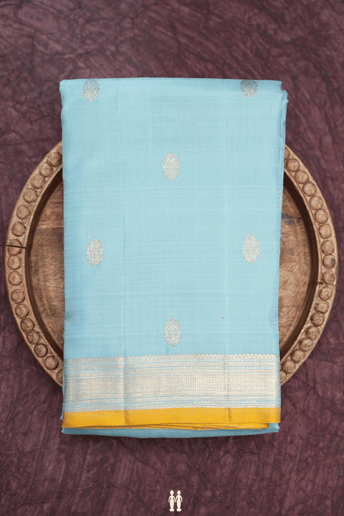 Rudraksh Zari Buttas Stone Blue Kanchipuram Silk Saree