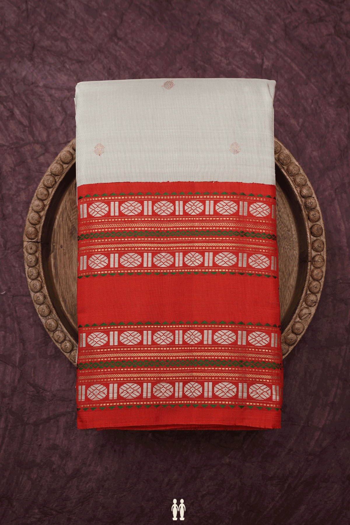 Rudraksh Zari Buttis Green Beige Kanchipuram Silk Saree