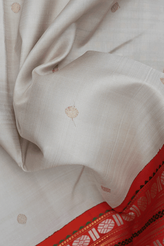 Rudraksh Zari Buttis Green Beige Kanchipuram Silk Saree