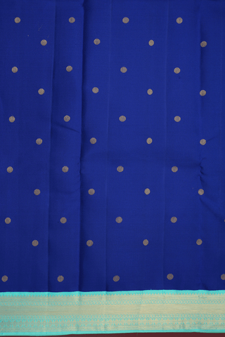Rudraksh Zari Buttis Indigo Blue Kanchipuram Silk Saree