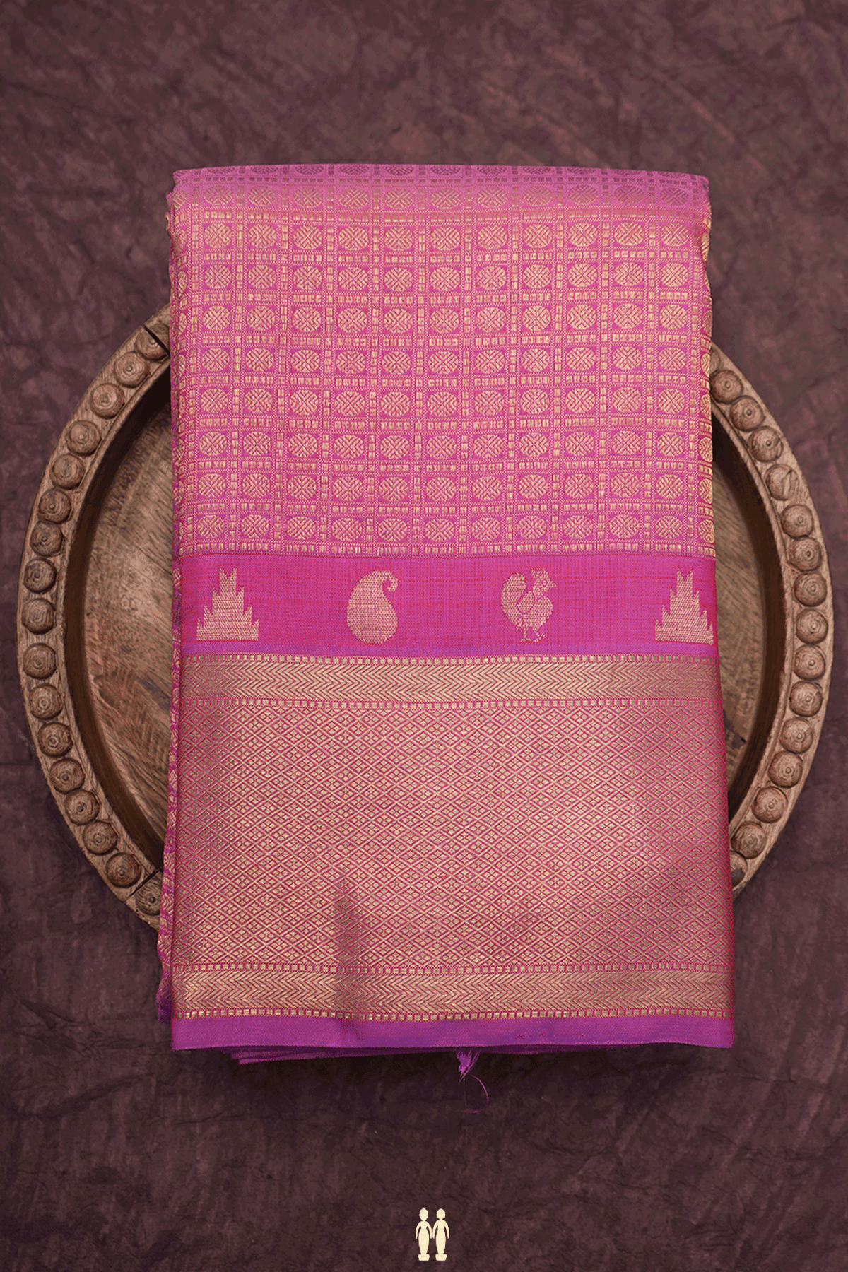Rudraksh Zari Design Lotus Pink Kanchipuram Silk Saree