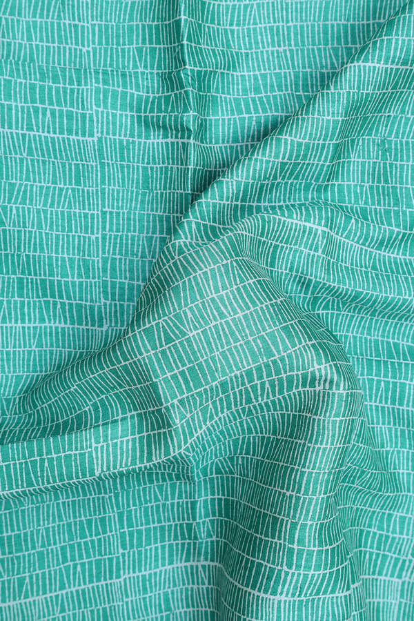 Tussar Silk Saree In Aqua Green With Printed Design