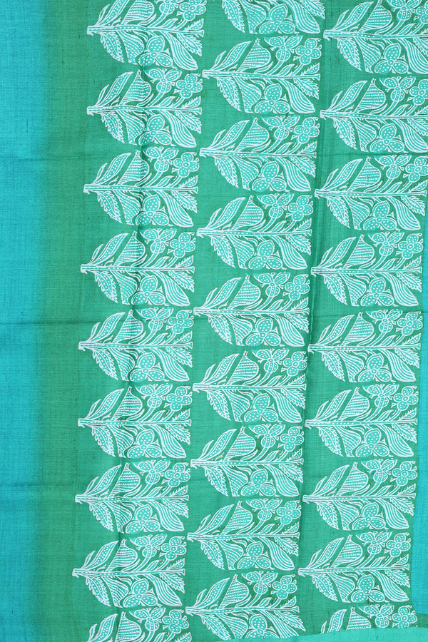 Tussar Silk Saree In Aqua Green With Printed Design