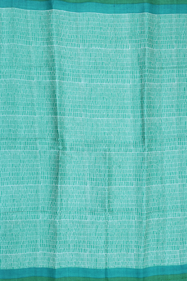 Tussar Silk Saree In Aqua Green With Printed Design