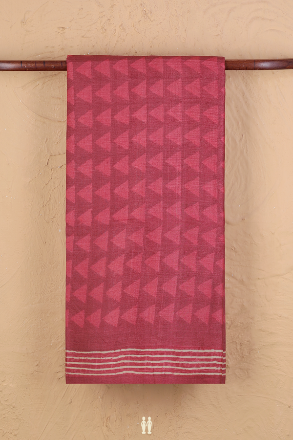Tussar Silk Saree In Red With Printed Design