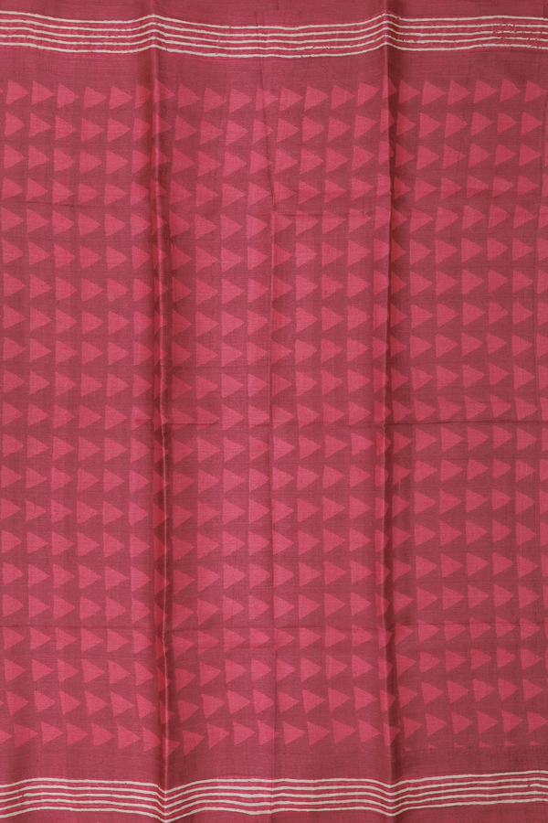 Tussar Silk Saree In Red With Printed Design