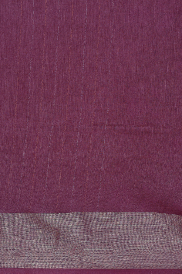 Linen Saree In Plum Purple With Floral Design