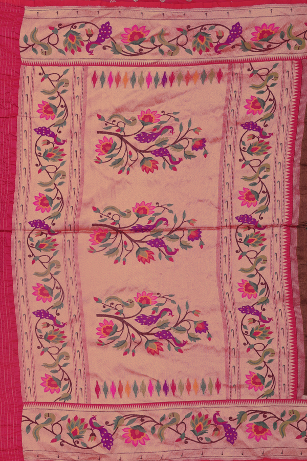 Bandhani Silk Saree In Saddle Brown With Tie And Dye Design
