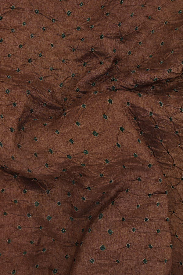 Bandhani Silk Saree In Saddle Brown With Tie And Dye Design