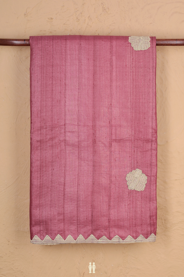 Tussar Silk Saree In Red With Floral Buttas
