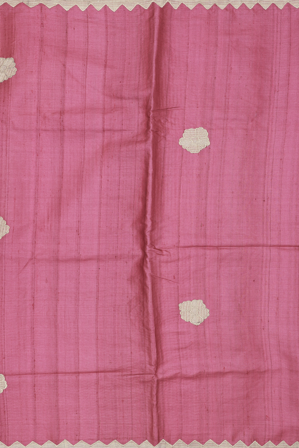 Tussar Silk Saree In Red With Floral Buttas