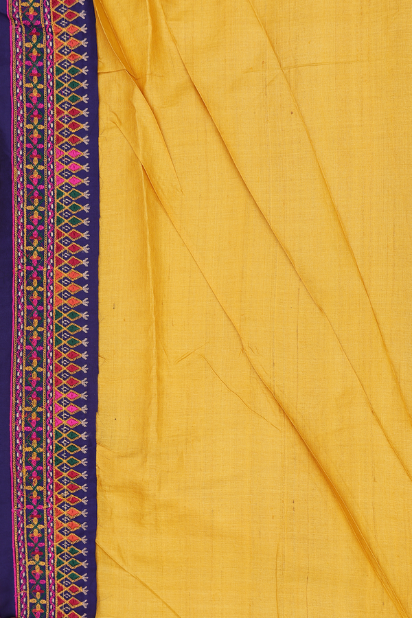 Tussar Silk Saree In Green With Contrast Border
