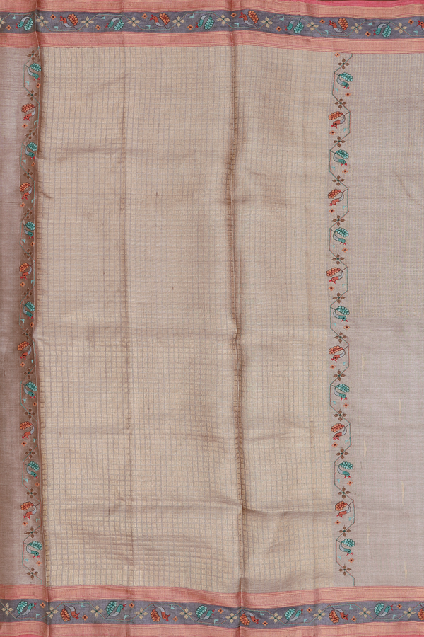 Tussar Silk Saree In Brown With Allover Design
