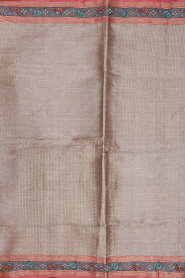 Tussar Silk Saree In Brown With Allover Design