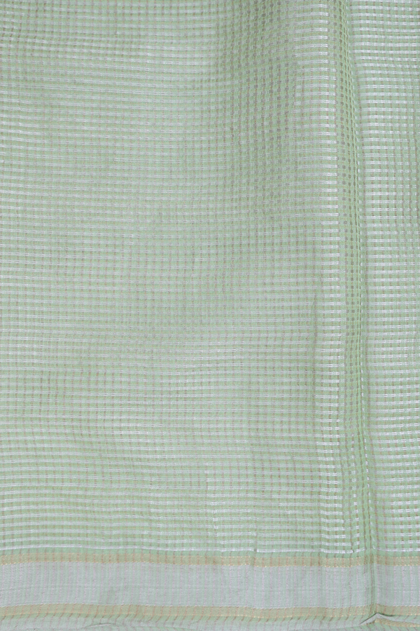 Tussar Silk Saree In Pastel Green With Checks Design