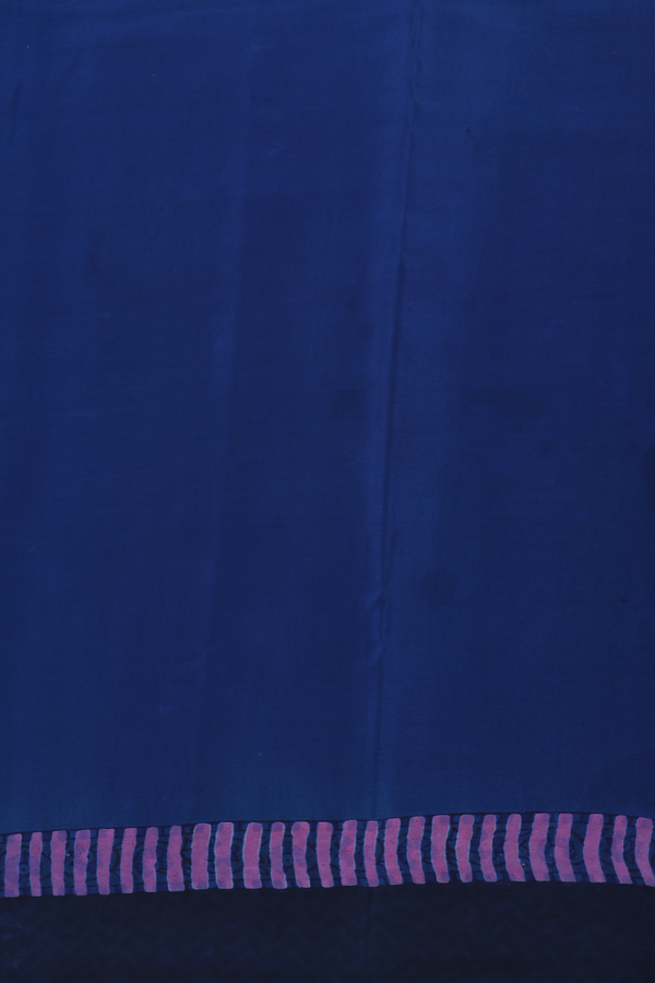 Crepe Saree In Black And Blue With Floral Motifs