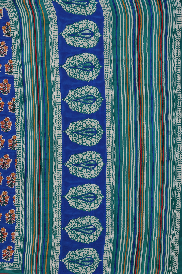 Crepe Saree In Indigo Blue With Floral Buttas