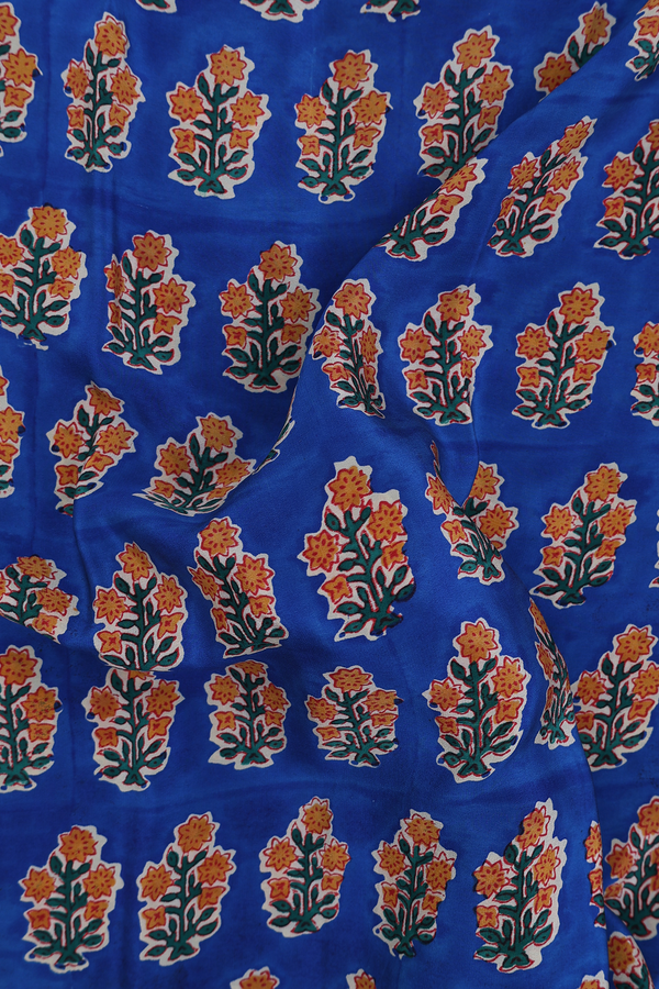 Crepe Saree In Indigo Blue With Floral Buttas