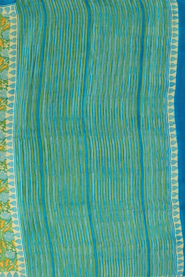 Crepe Saree In Leaf Green With Floral Design