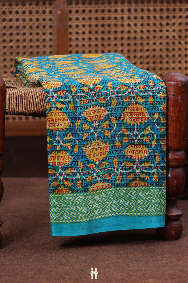 Crepe Saree In Teal Blue With Floral Printed Design