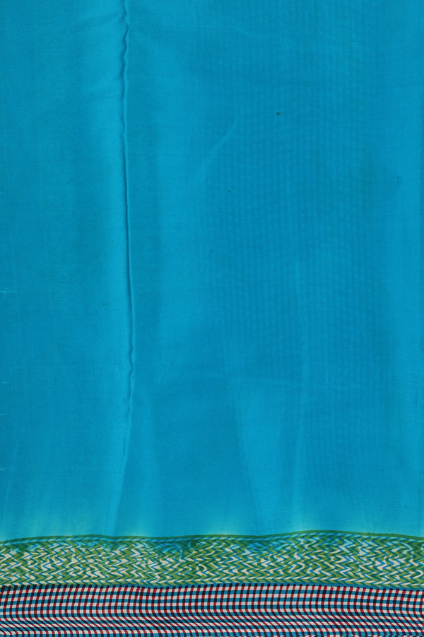 Crepe Saree In Teal Blue With Floral Printed Design
