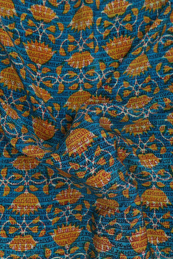 Crepe Saree In Teal Blue With Floral Printed Design