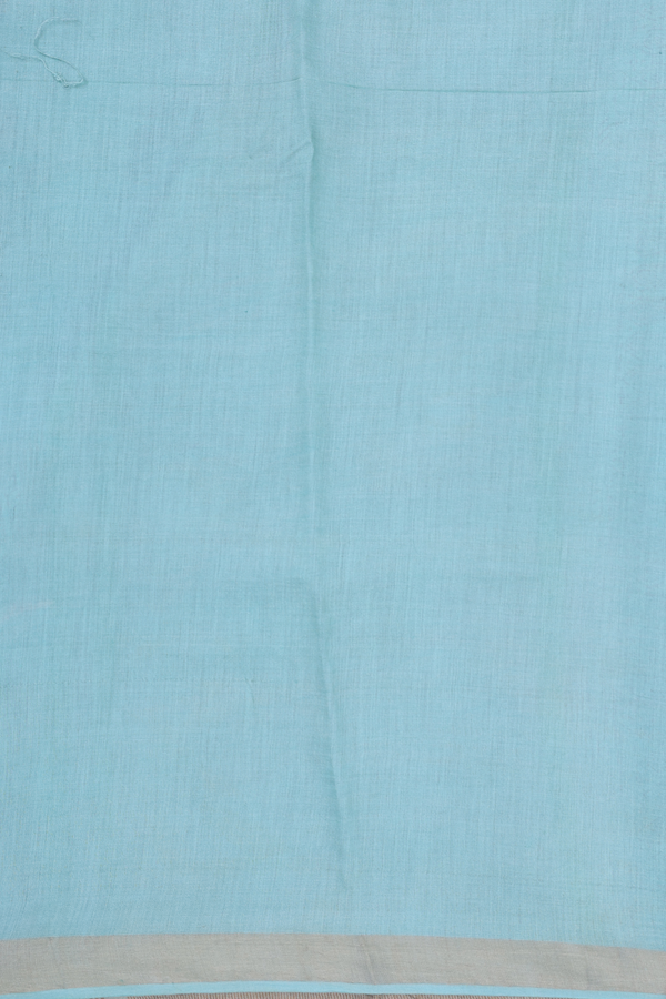 Chanderi Silk Cotton Saree In Tiffany Blue With Printed Design