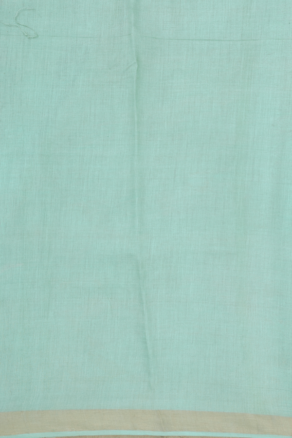 Chanderi Silk Cotton Saree In Tiffany Blue With Printed Design