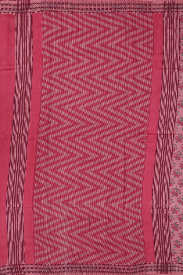 Chanderi Silk Cotton Saree In Dusty Rose With Floral Design